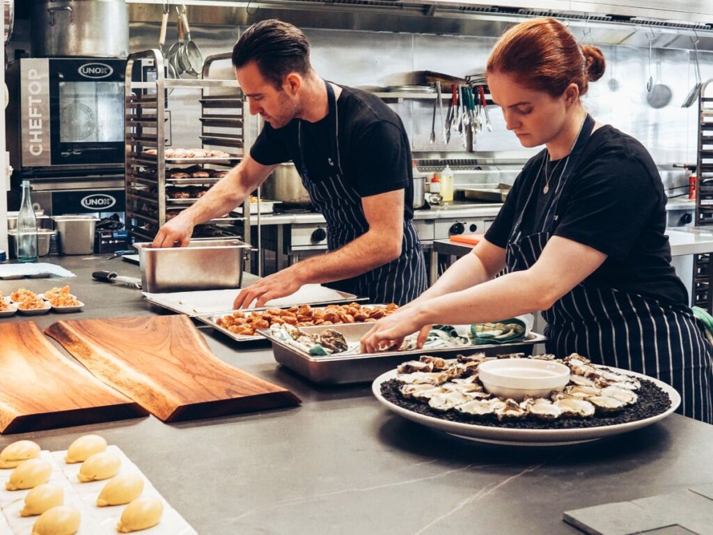 caterers preparing 