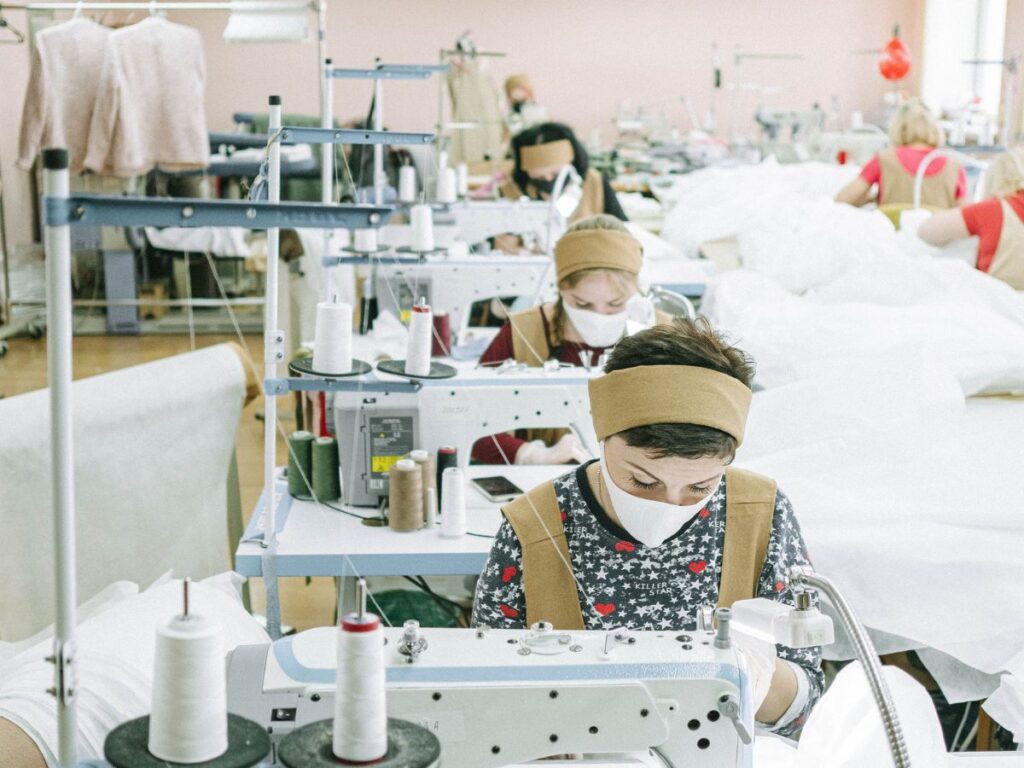 Multiple students learning sewing class in Toronto