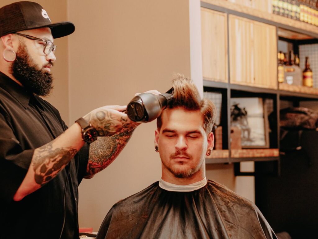 man getting blowdry