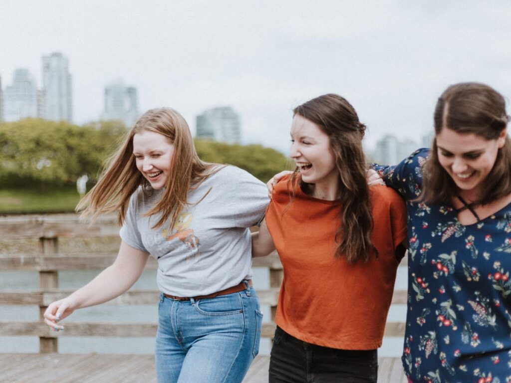 Girls making new friends in Toronto