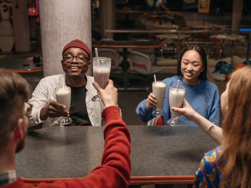 people enjoying milkshake