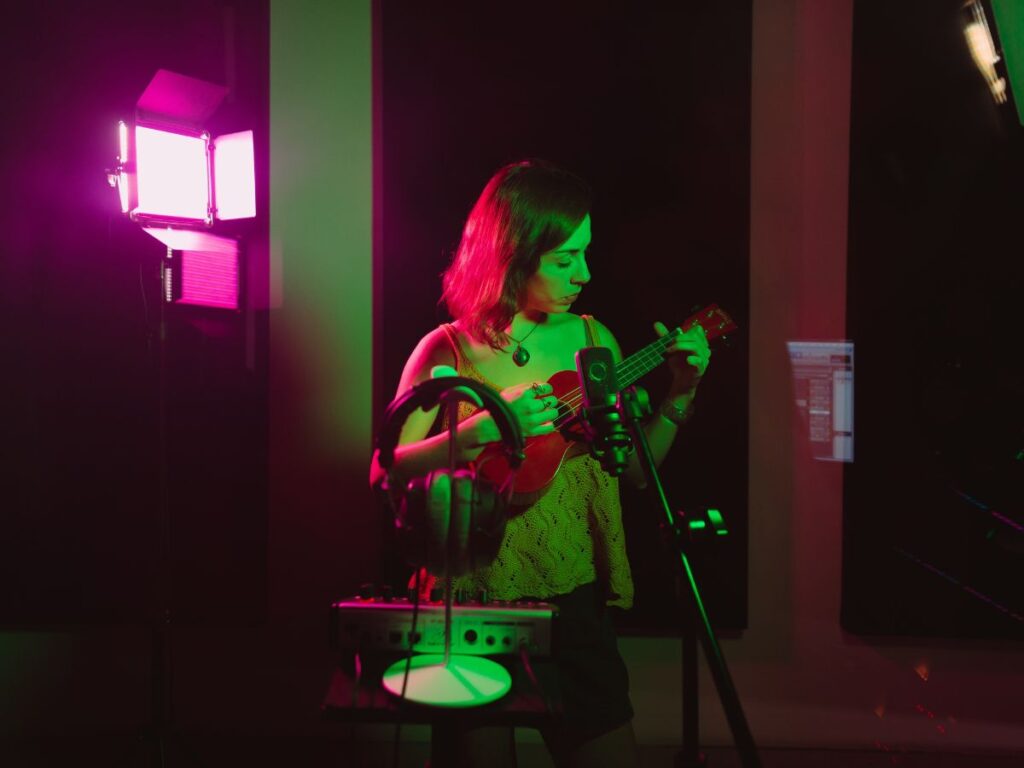 woman recording her song in toronto studio