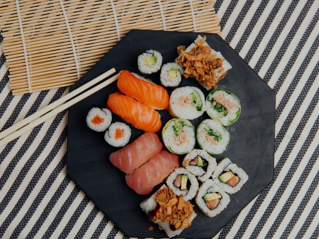 sushi served in a plate