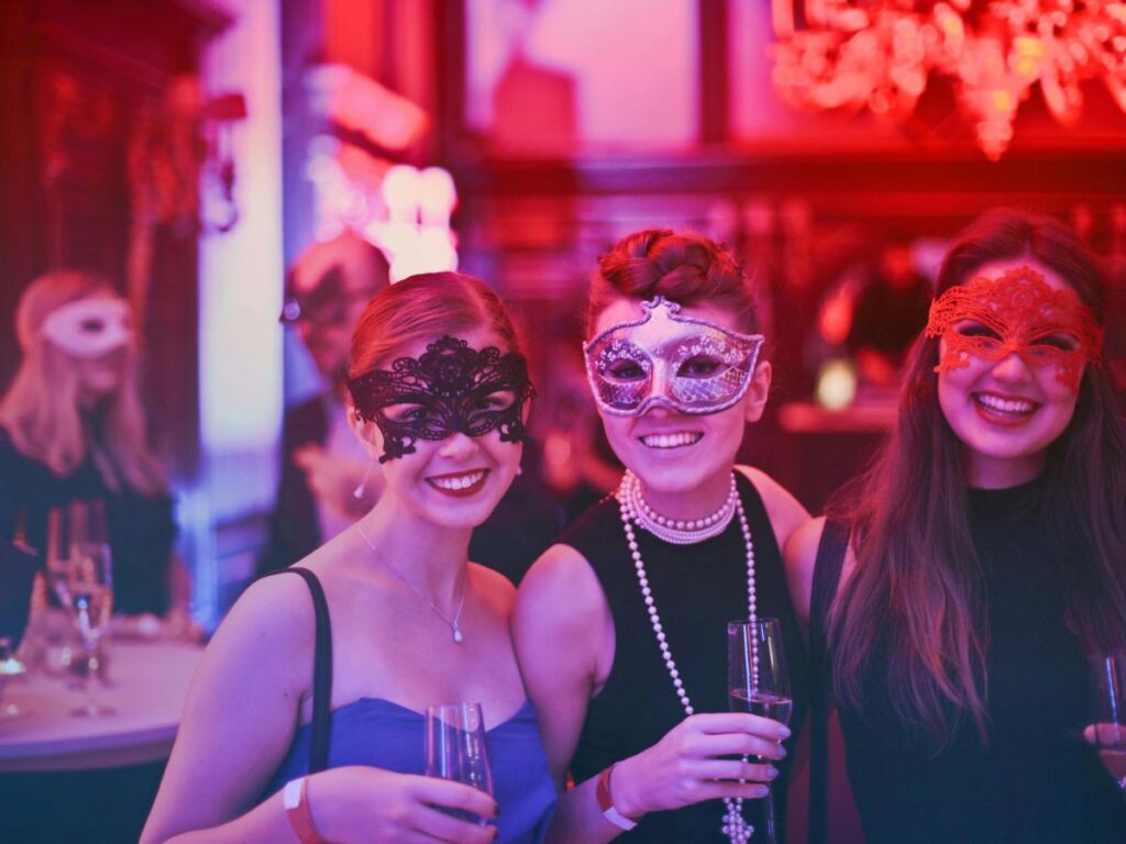 masquerade girls in a nightclub