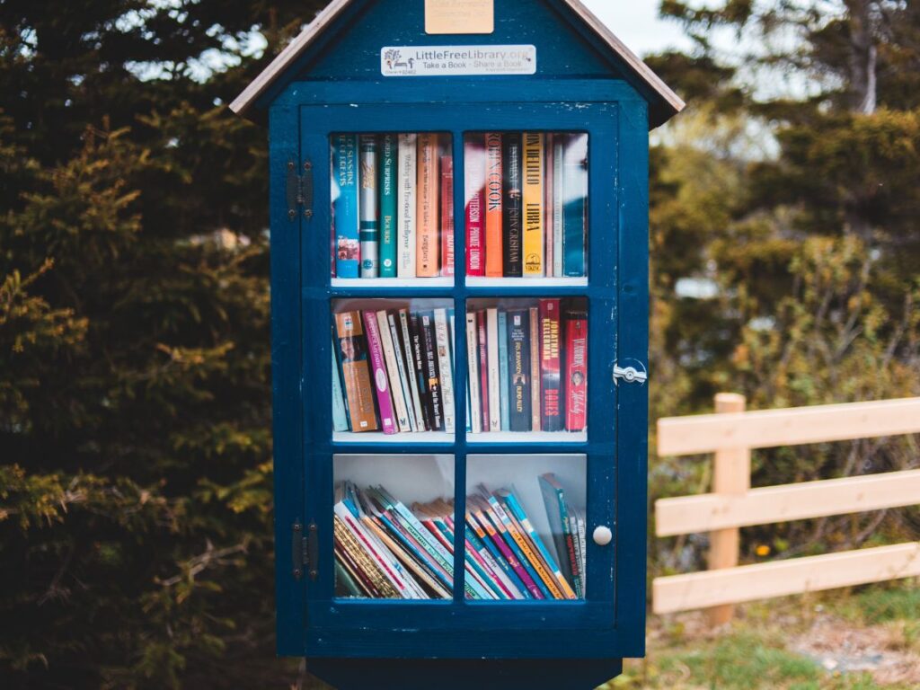 book case on a pole