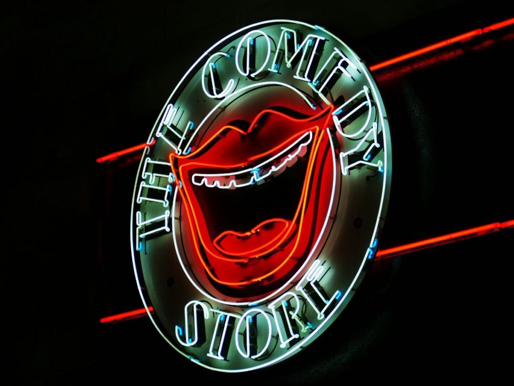 comedy club neon sign