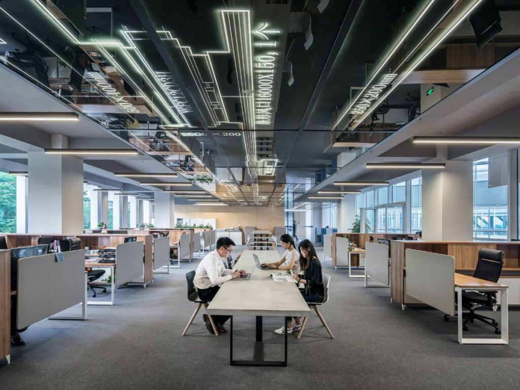 people working in a shared office