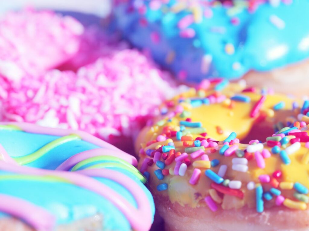 colorful donuts closeup