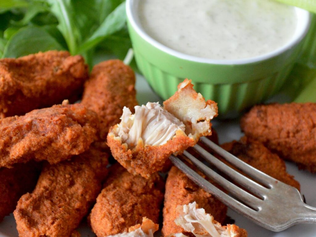 fried chicken on fork