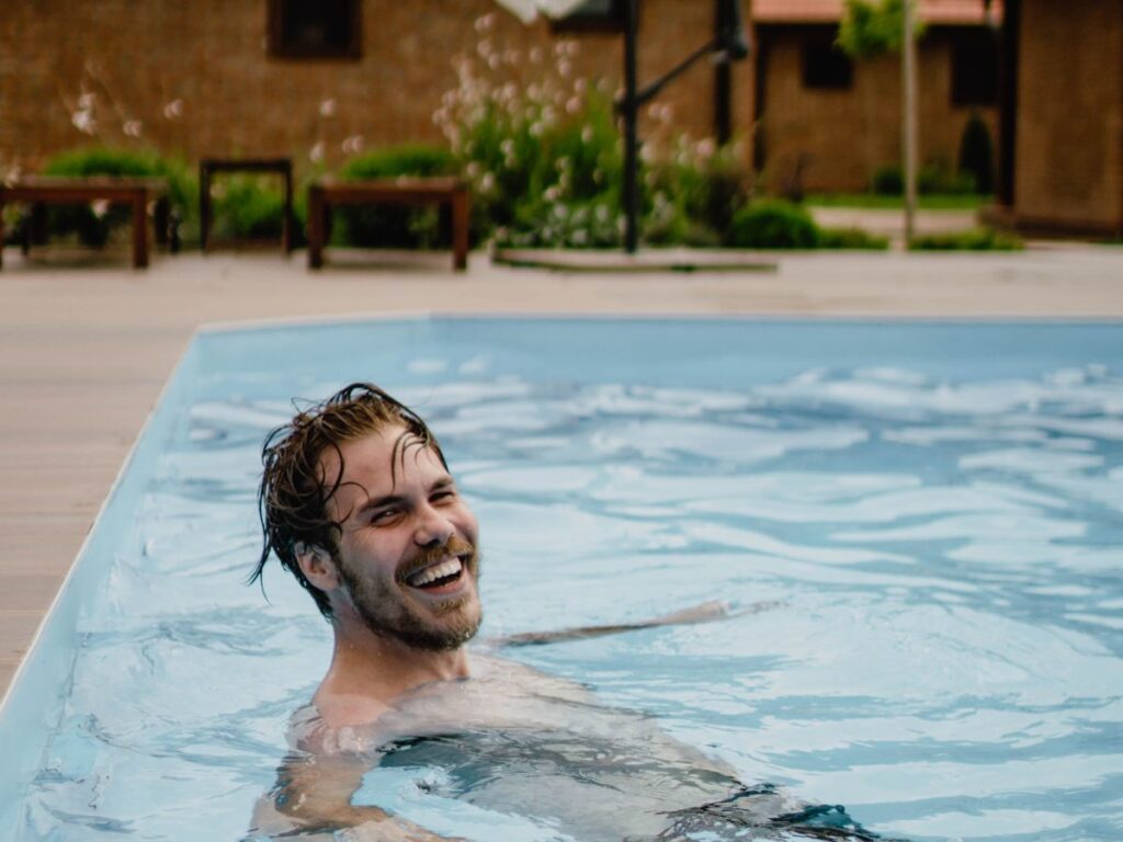 man in a swimming pool