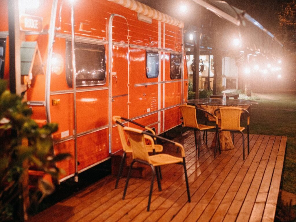 outdoor cafe at night