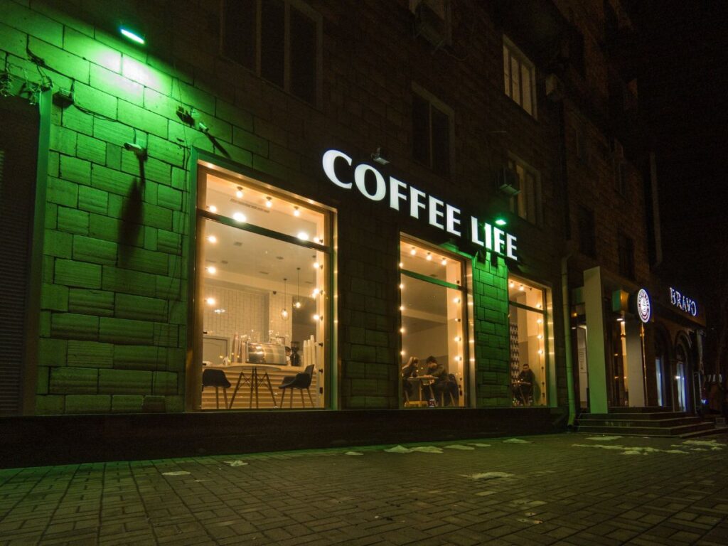 coffee shop at night