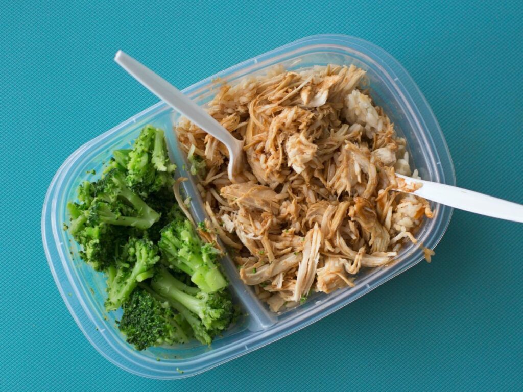 prepared meal in disposable container