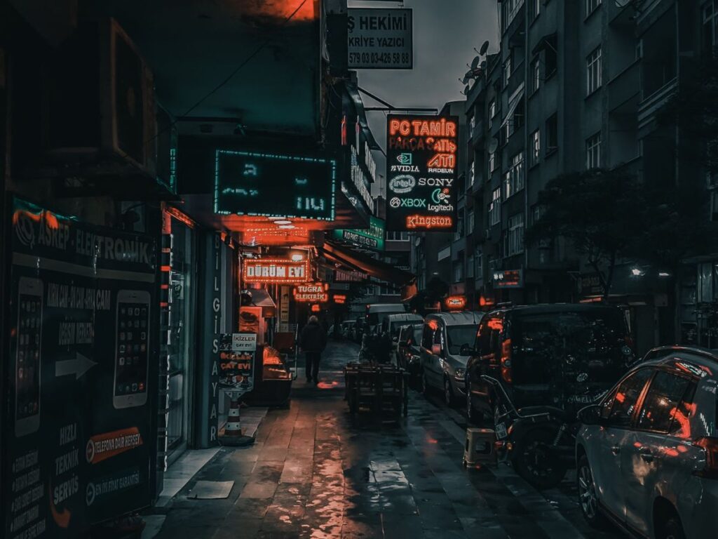neighborhood at night
