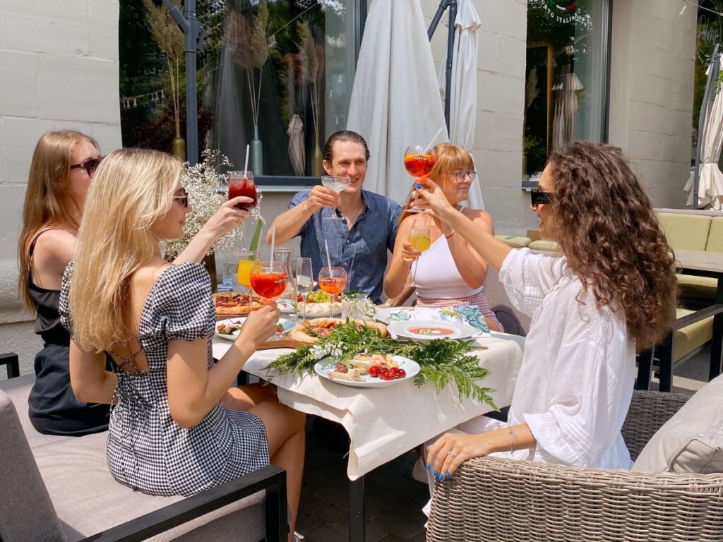 people enjoying food