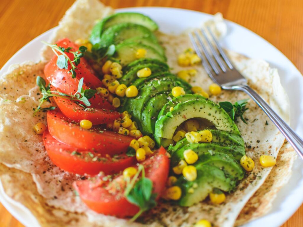 tomato and avocado salad on bread