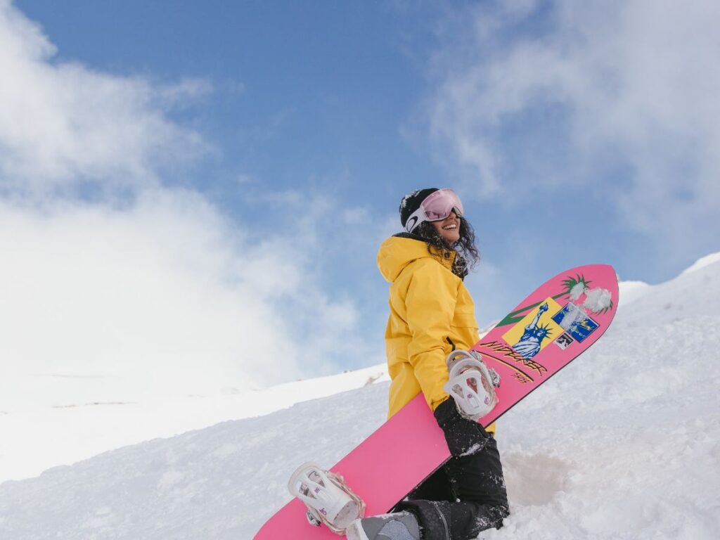 woman with a snowboard