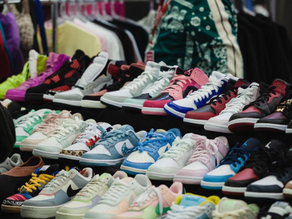 sneakers on a shelf