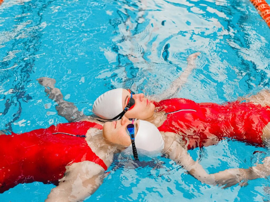 women in a pool