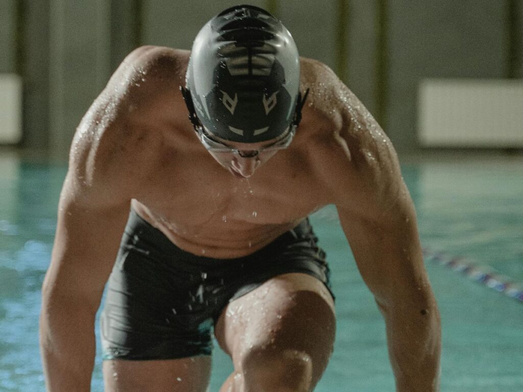 man ready to swim