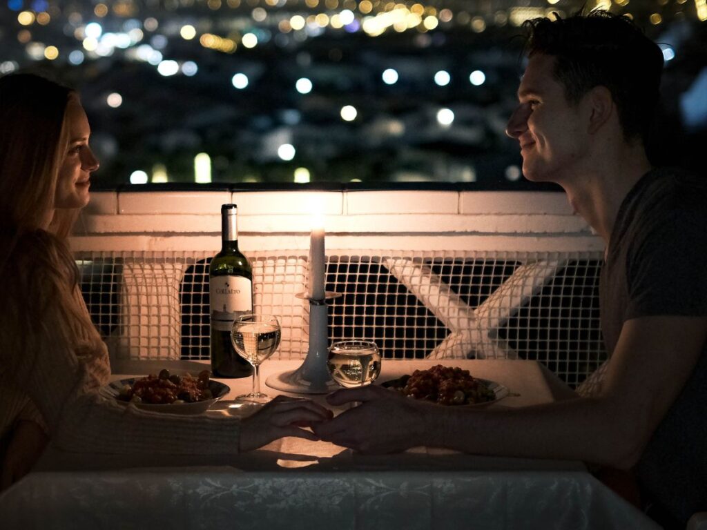 couple on candle light dinner