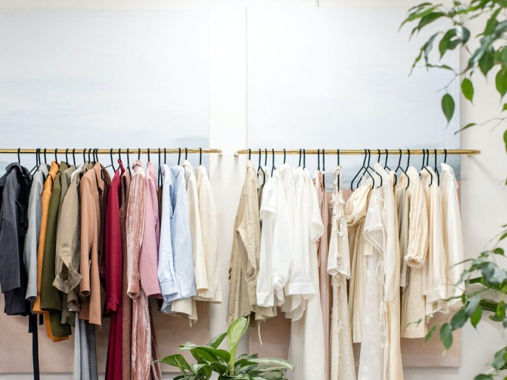 clothes in a hanger in a store