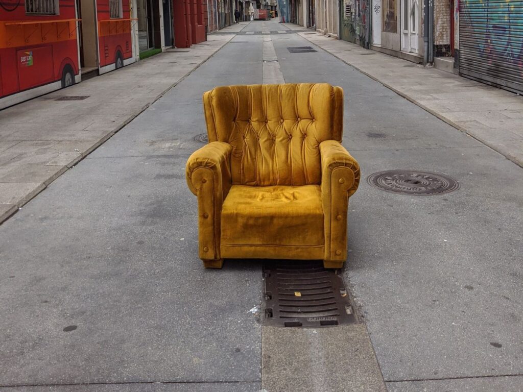 sofa on street