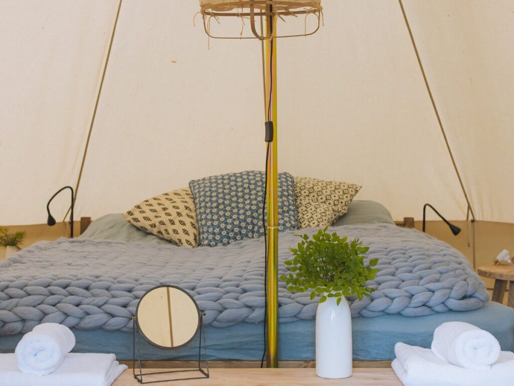 bed in a camp