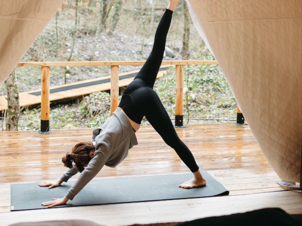 yoga during glamping