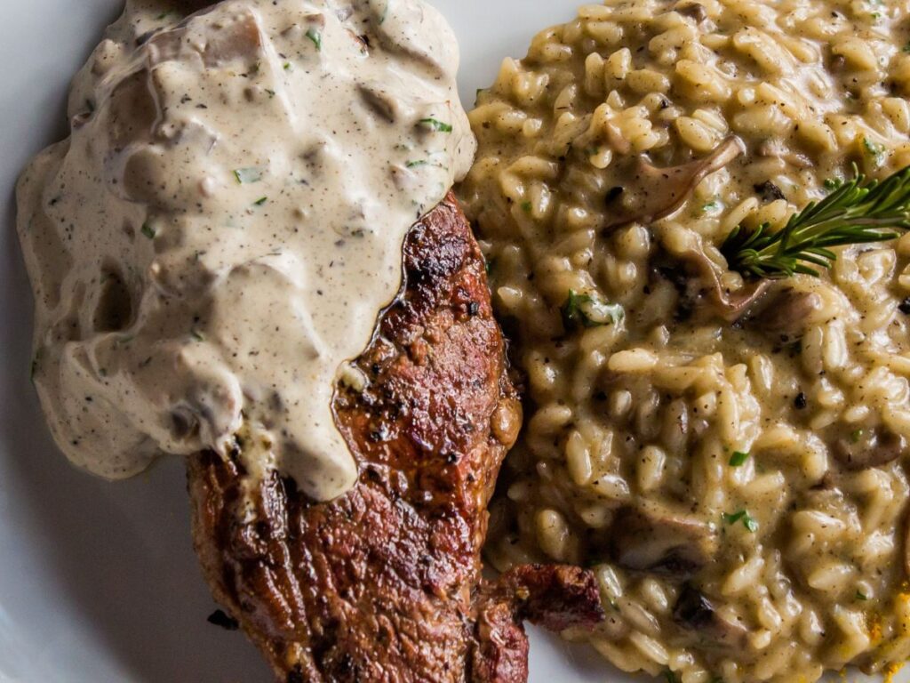 beans and chicken in a plate