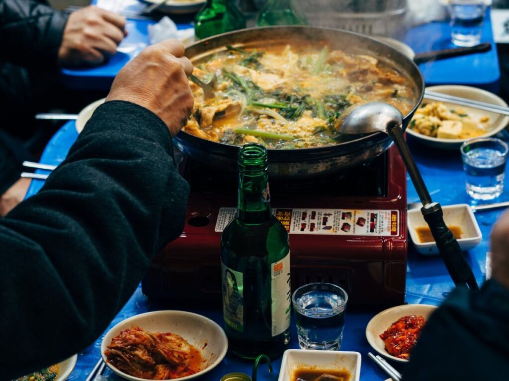 people having hotpot lunch