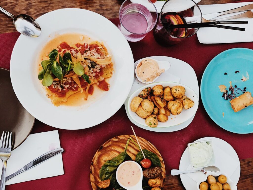 food served on a table