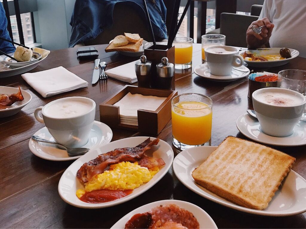 breakfast set on table