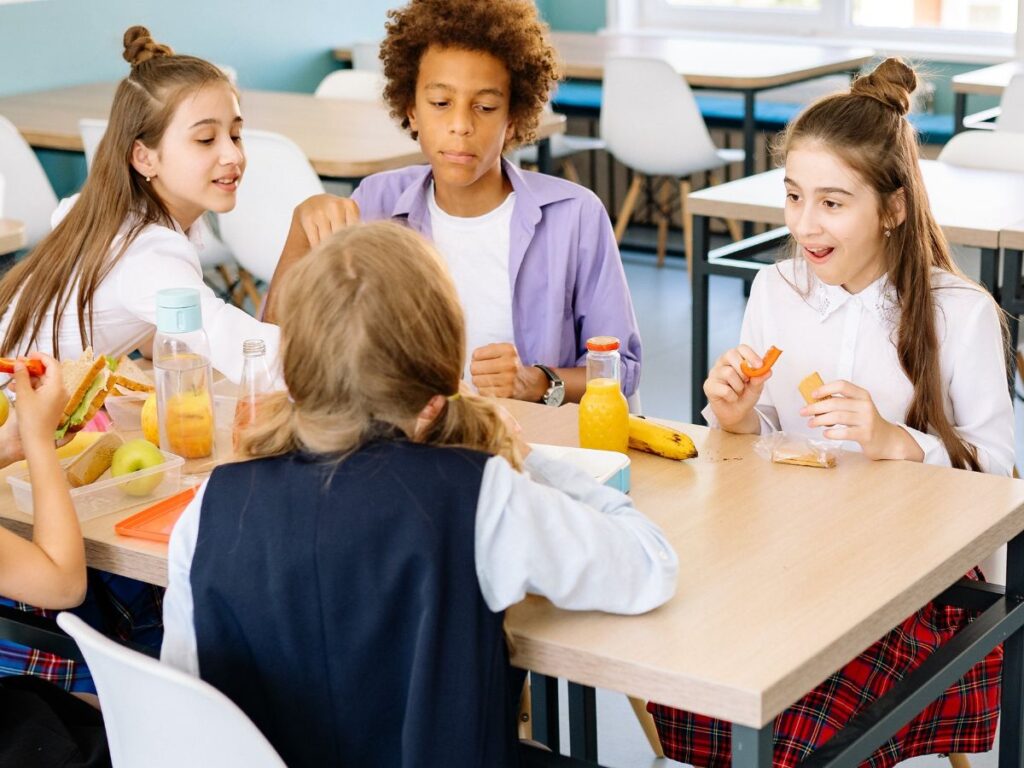 children having fun in a restaurant