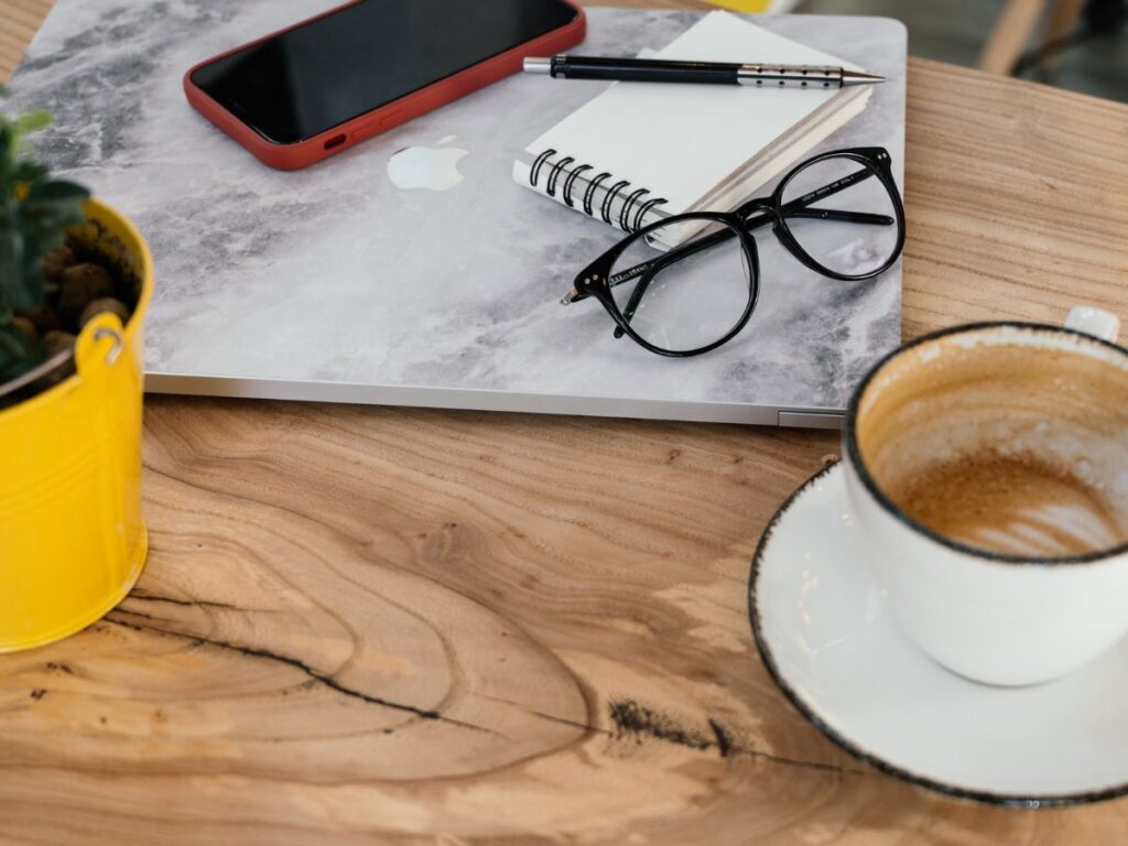 coffee and books on a table 