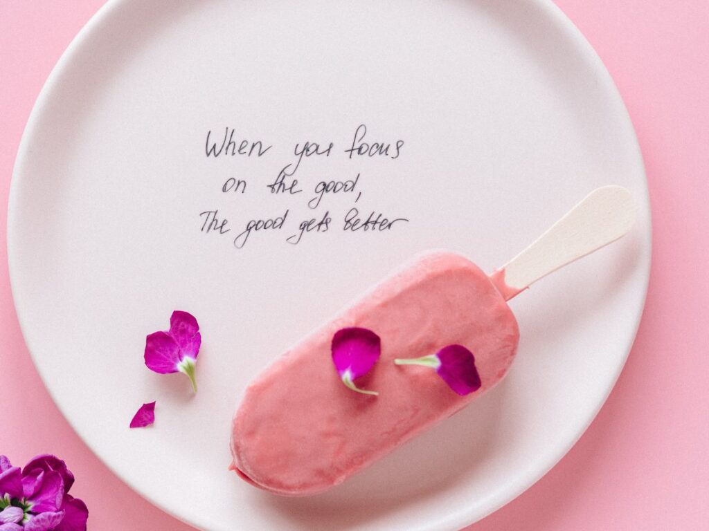 ice cream with quote on plate