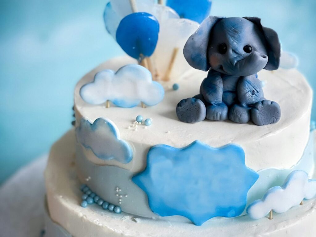 custom cake with elephant on top
