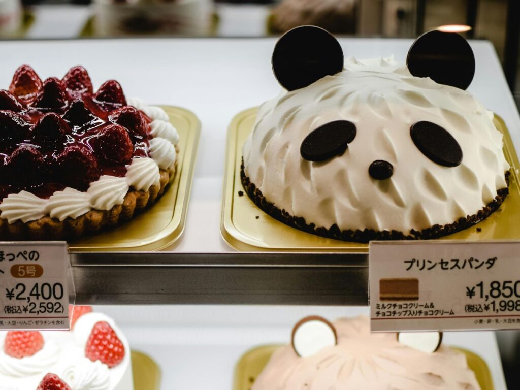customized panda cake in a bakery
