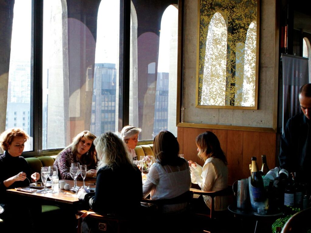 group of people in a restaurant