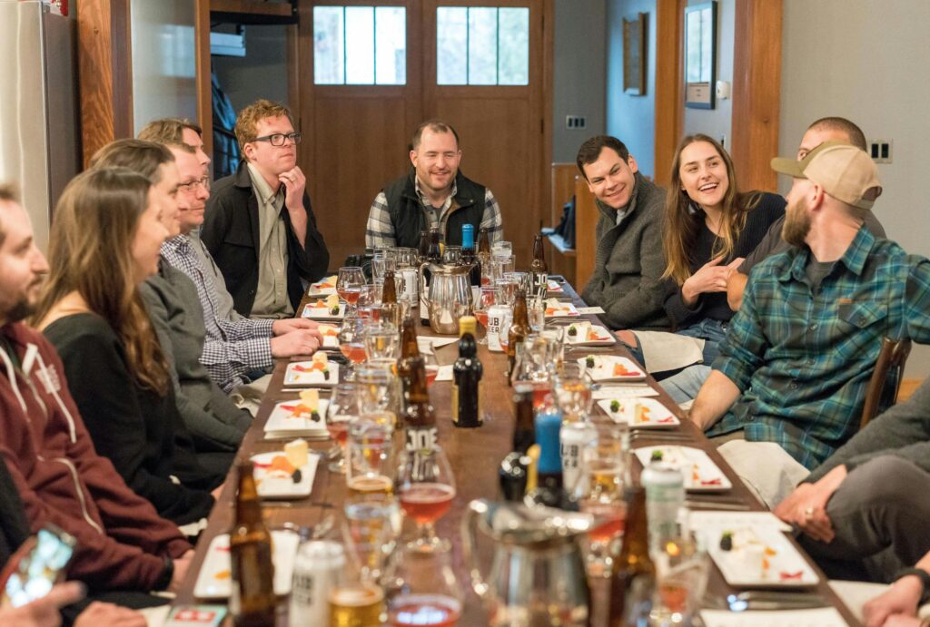 group of people in a restaurant