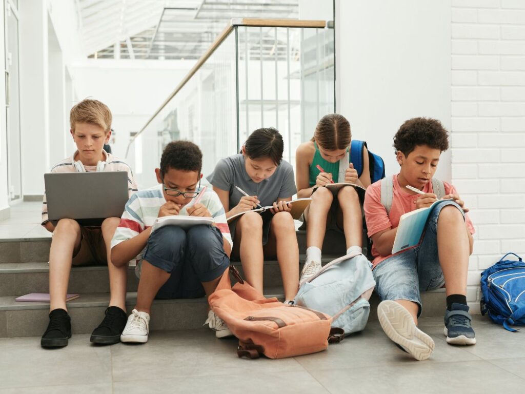 group of students studying 