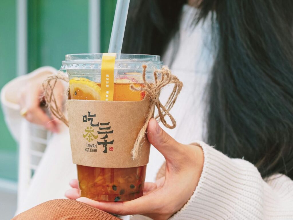 holding bubble tea