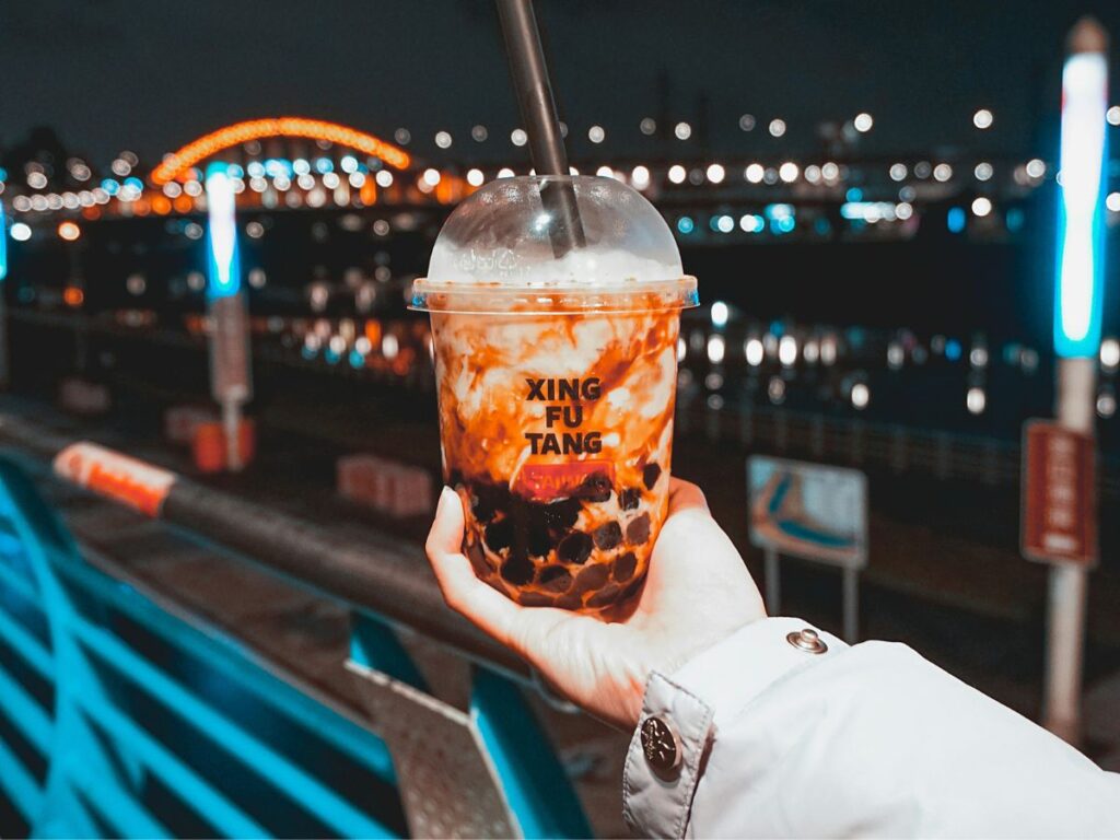 holding bubble tea