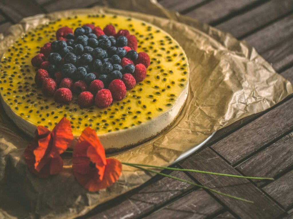 cheesecake with berries on top