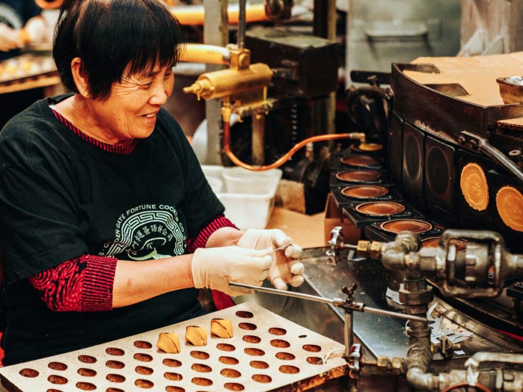 Chinese worker in a bakery