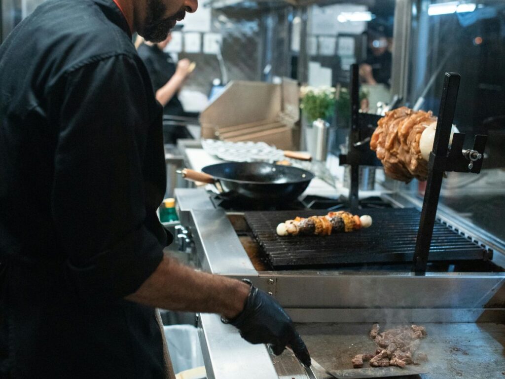 chef cooking shawarma