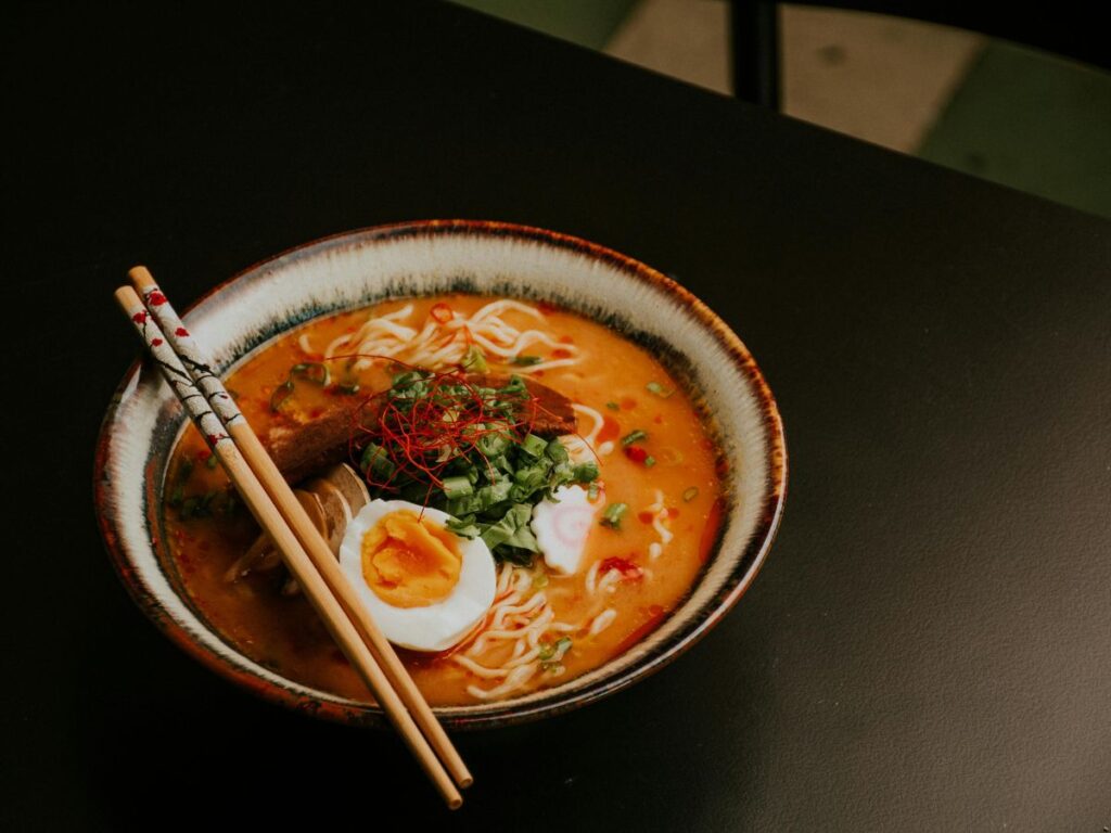 vegetarian ramen with boiled egg