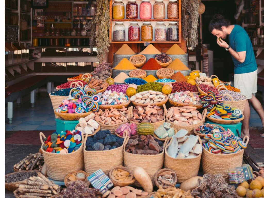 buying vegetables and pulses from bargain market