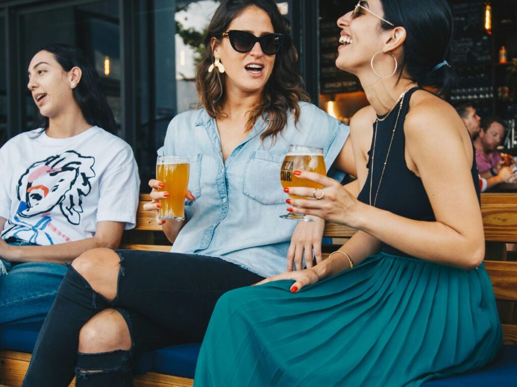 women drinking beer