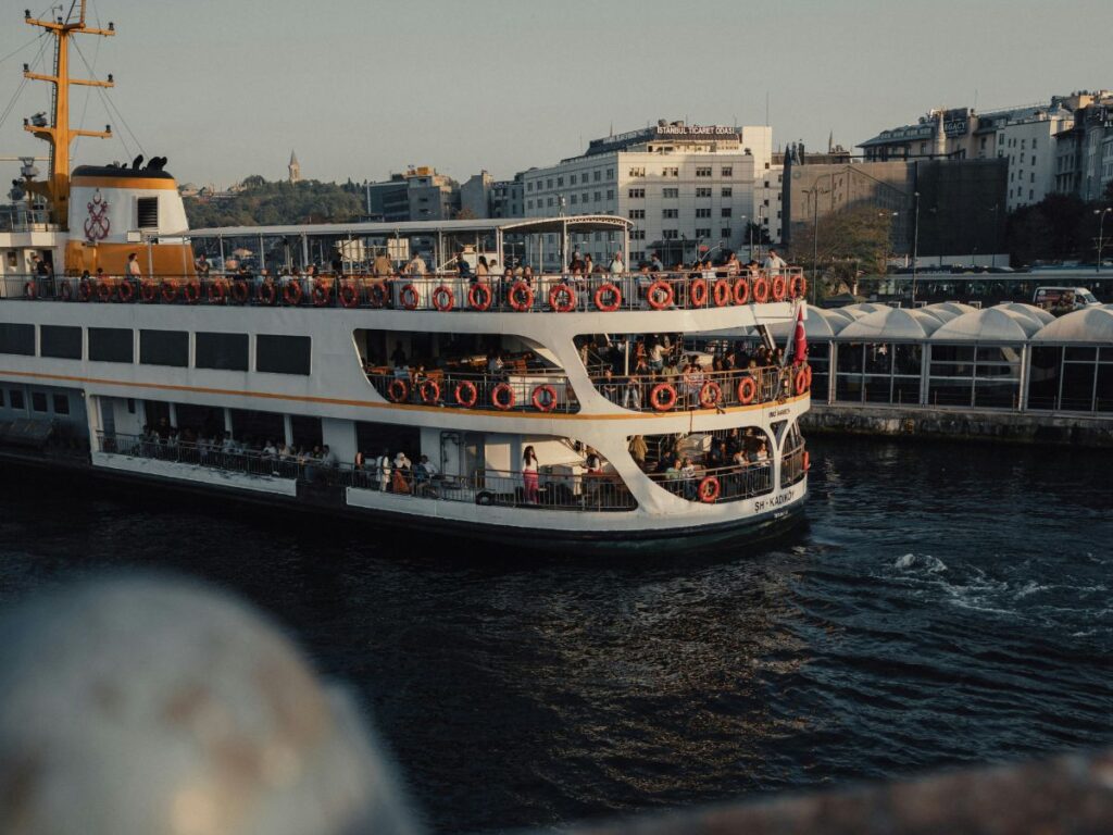 yacht with people in it